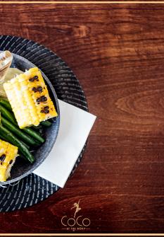 Sweetcorn & beans with miso butter